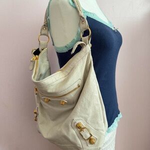 Balenciaga Cream Leather City Hobo Bag